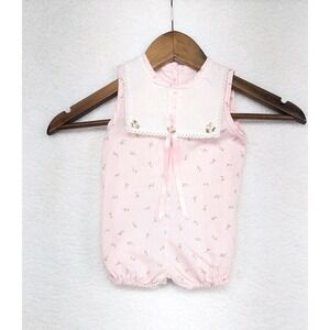 Vintage Sun Suit by Sweet Treats Pink Roses Toddler Romper 12‎ Months